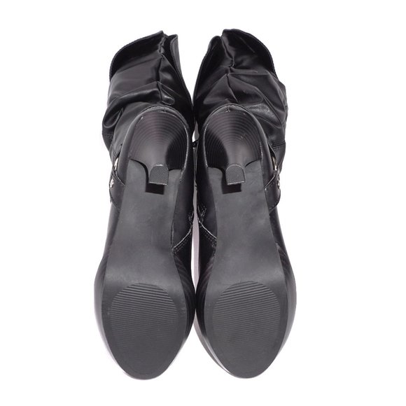 So PSI Black Folded Cuff Knee High Heeled Slouch Boots Brand New in Box NIB - Picture 6 of 6